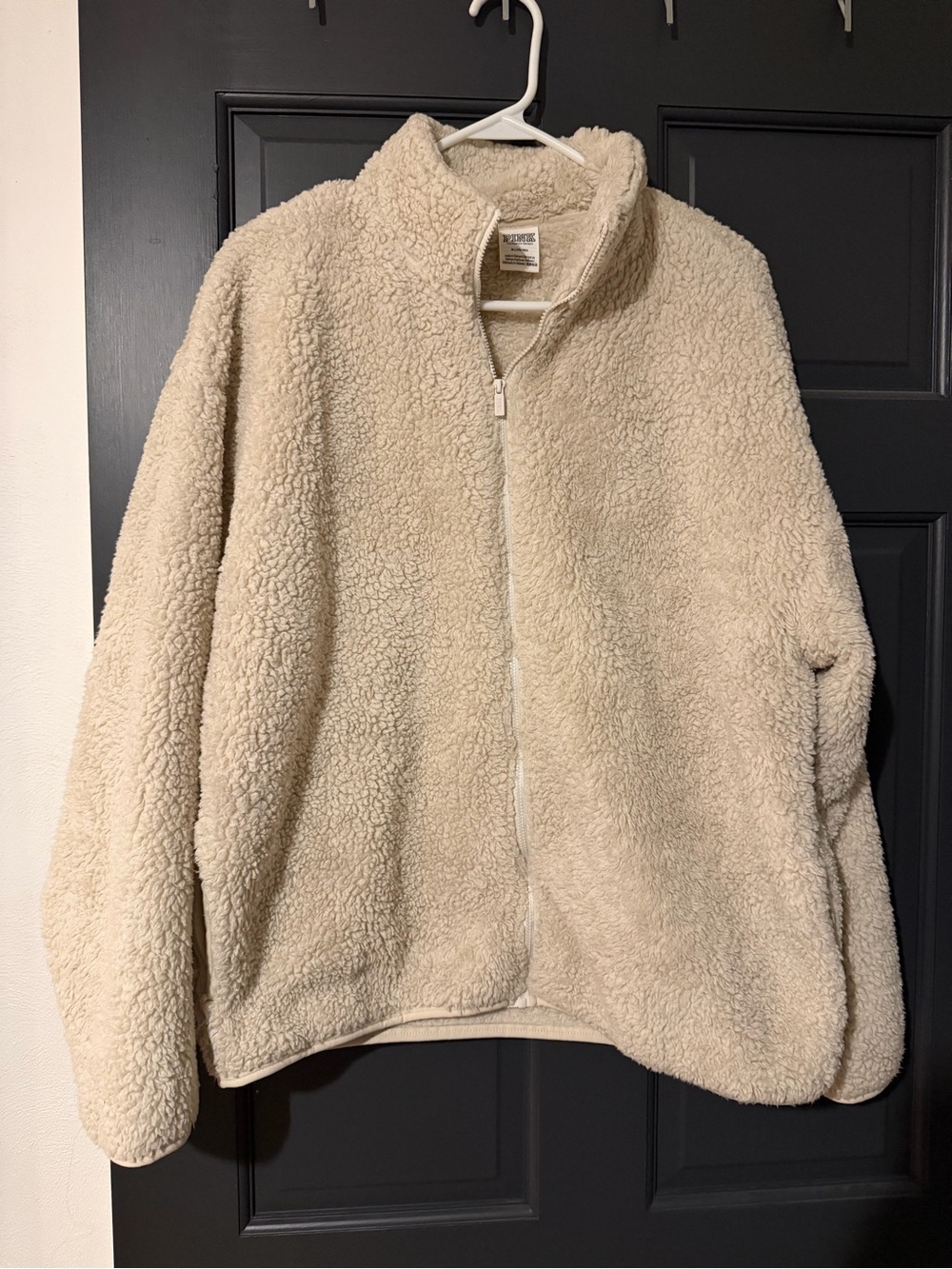 PINK Victoria's Secret Cream Teddy Sherpa Zip Jacket